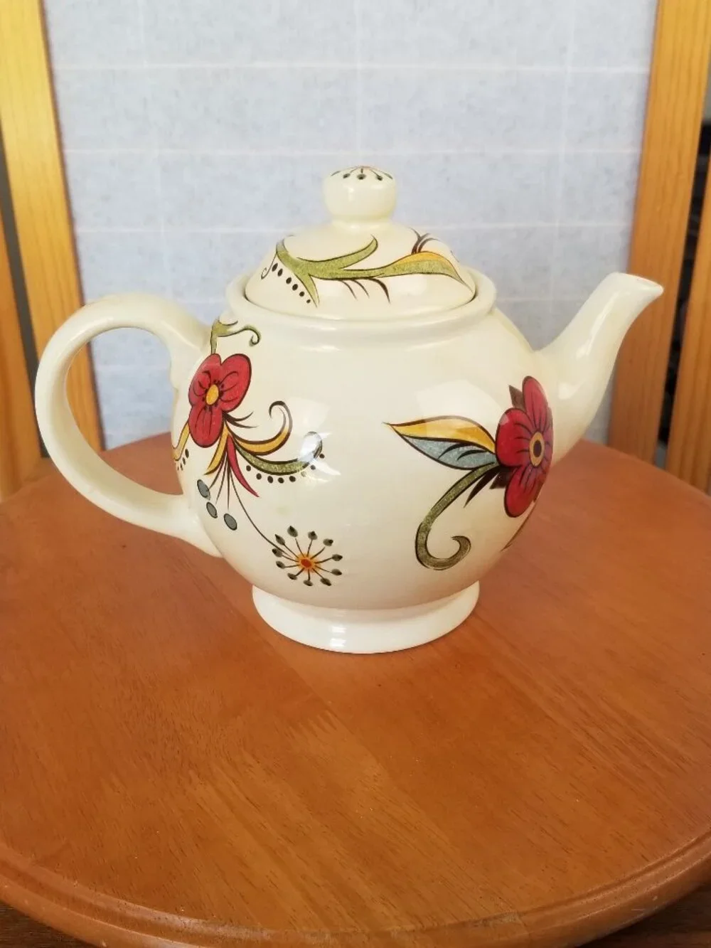 Pier 1 Teapot Carynthum Pattern Lidded Handcrafted Earthenware